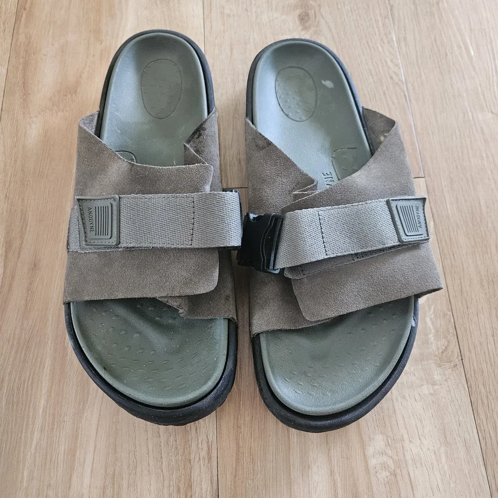 Anodyne No. 68 Men's Slide Sandal By Anodyne - OliveSuede Sandal - Size 12